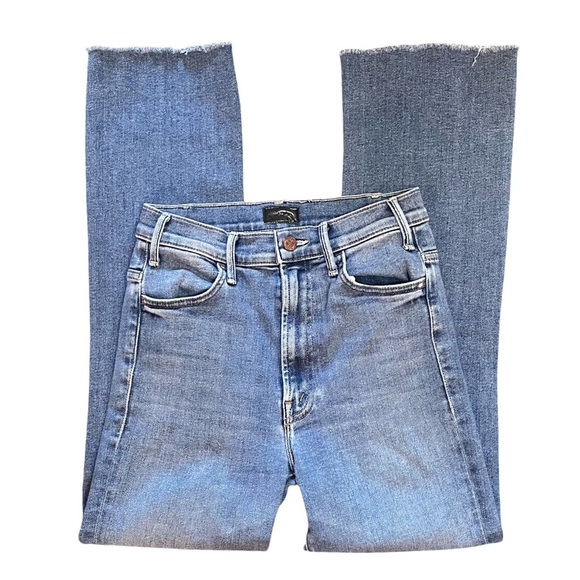 MOTHER The Hustler Ankle Fray Jeans Satisfaction Guaranteed Med Blue Wash Sz 26 - Picture 5 of 13